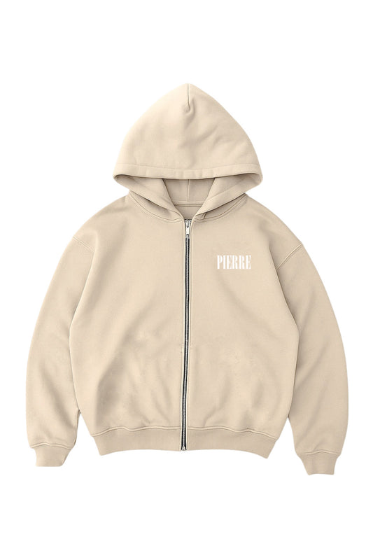Hoodie Double Zip Beige