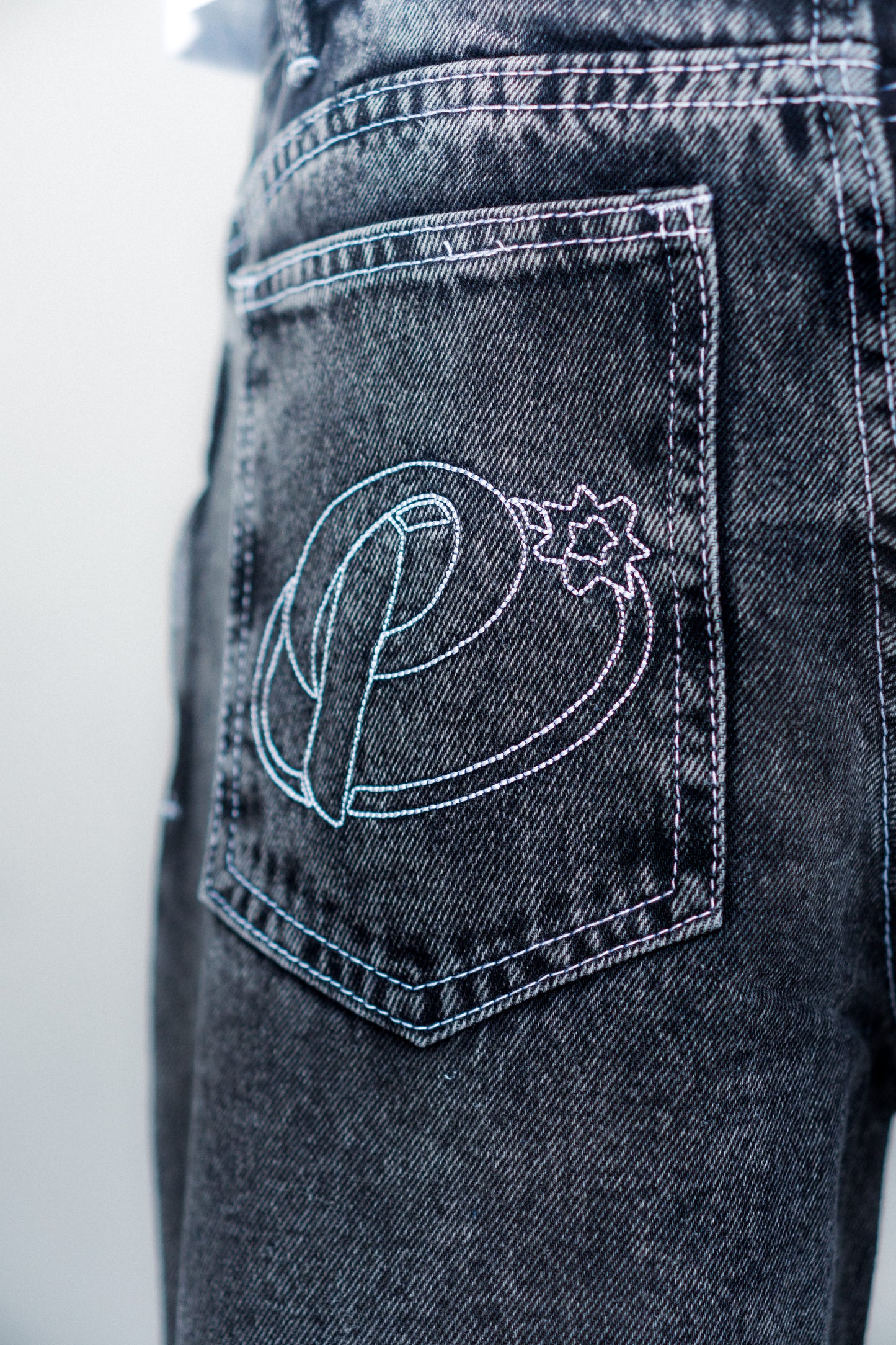 Pantalón Baggy Gris Acid Wash
