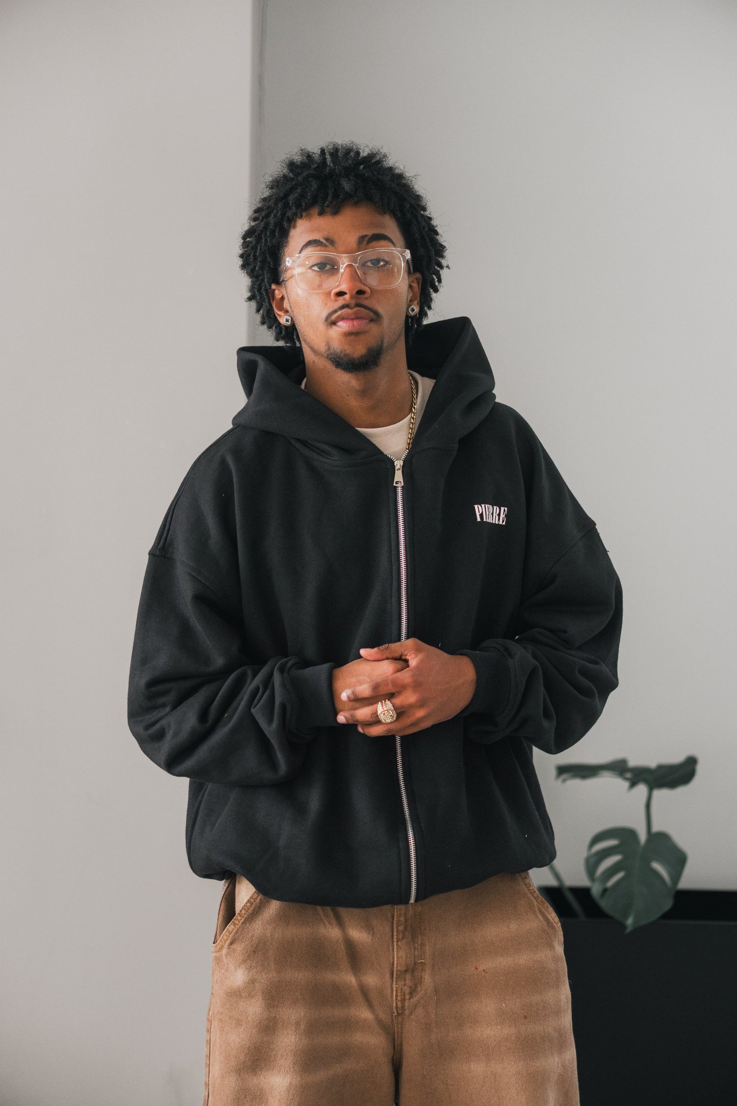Hoodie Double Zip Negro