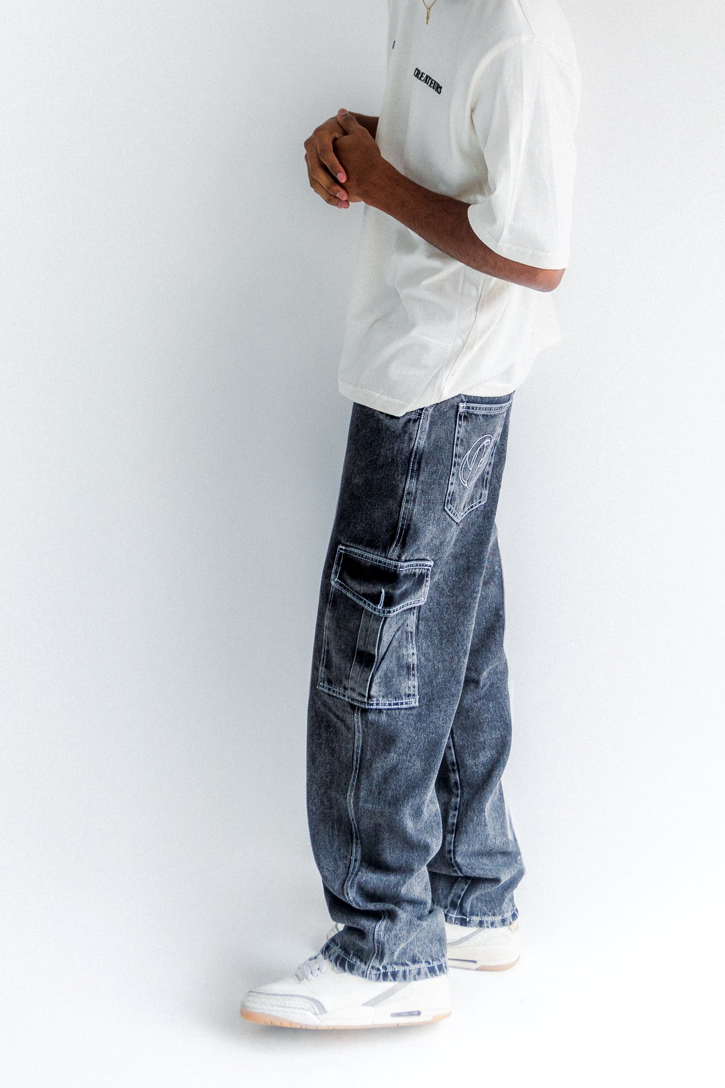 Pantalón Cargo Gris Acid Wash