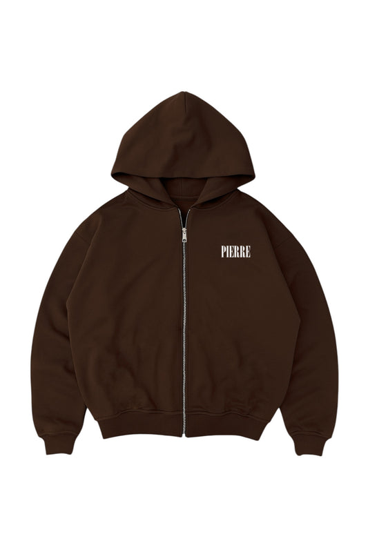 Hoodie Double Zip Café