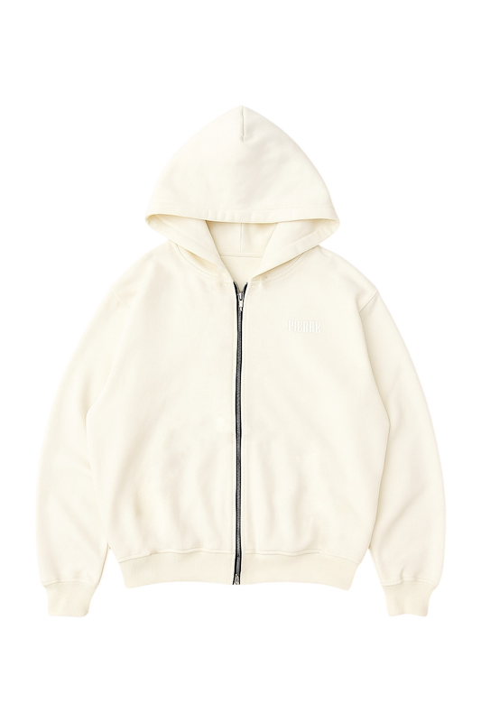 Hoodie Double Zip Marfil