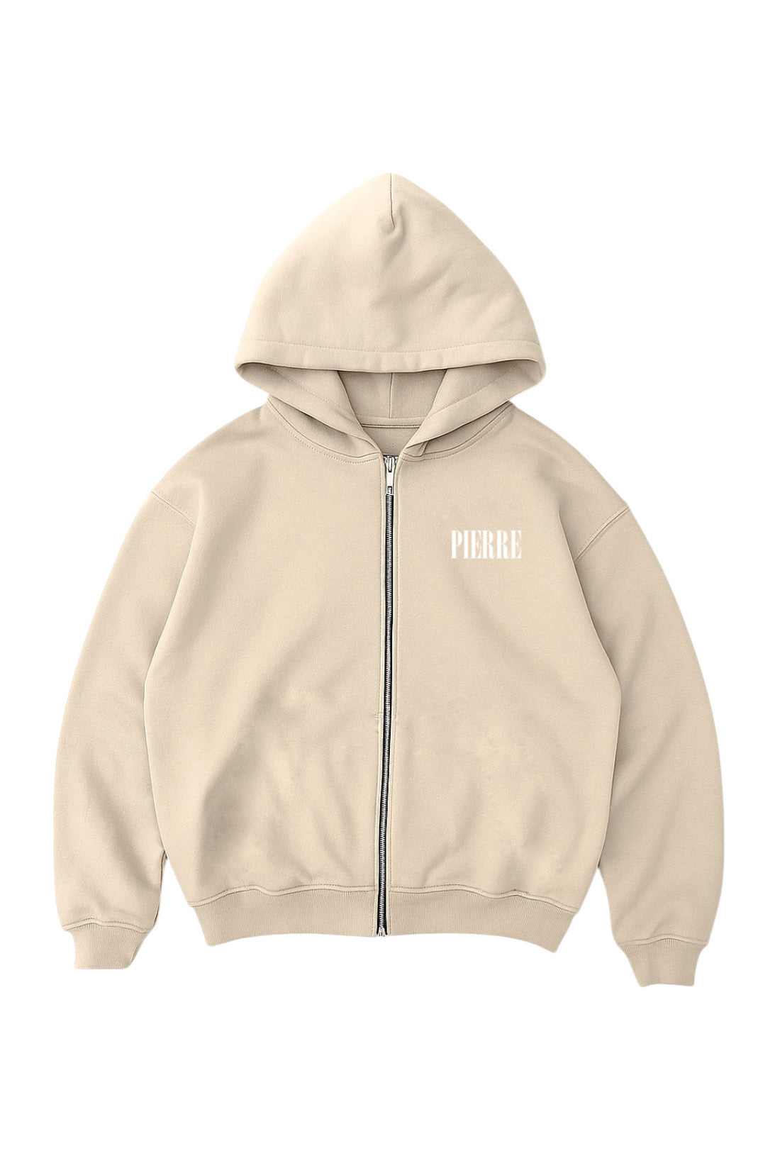 Hoodie Double Zip Beige
