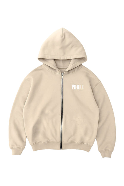Hoodie Double Zip Beige