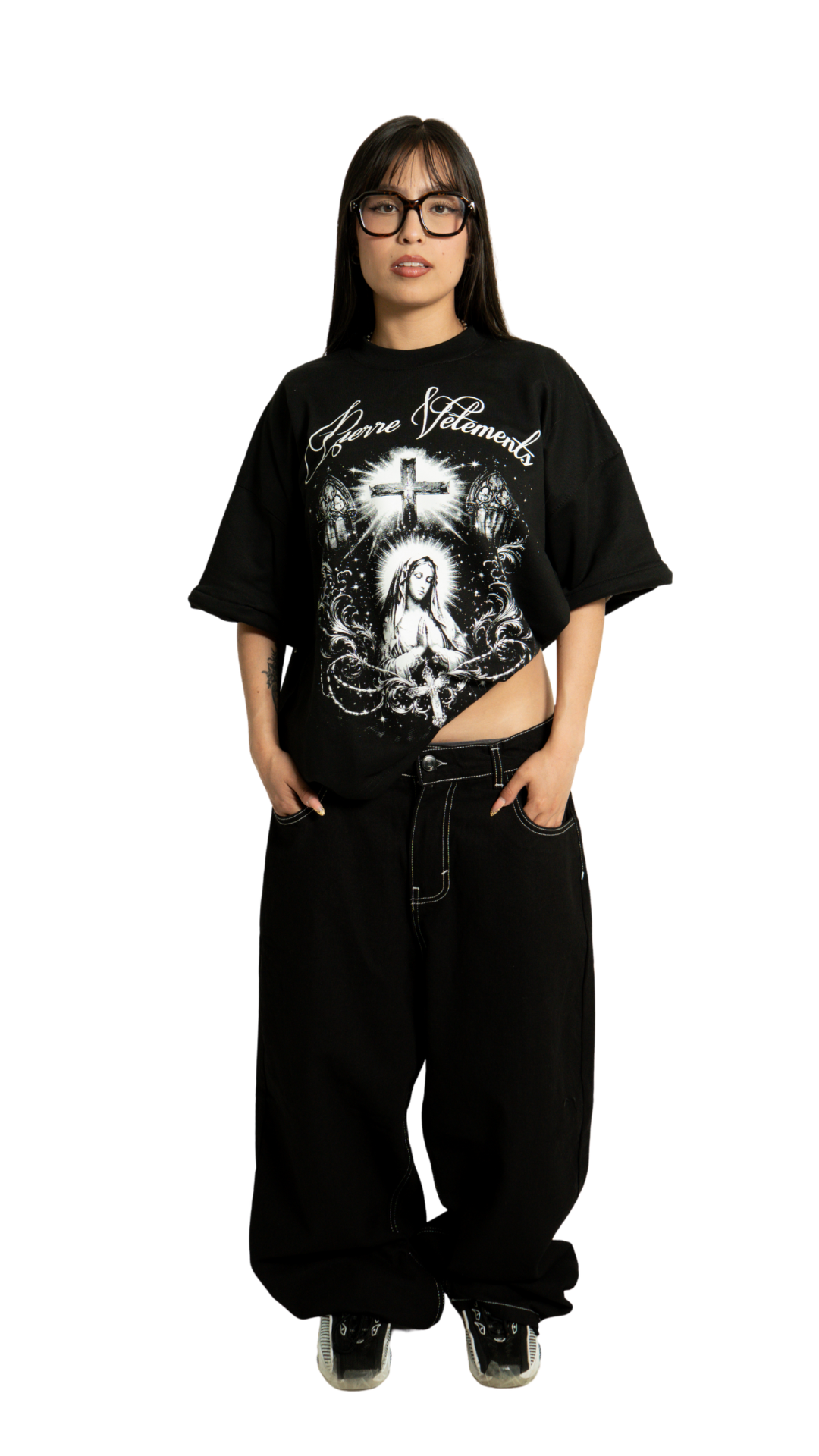 Super Baggy Negro Hilo Blanco