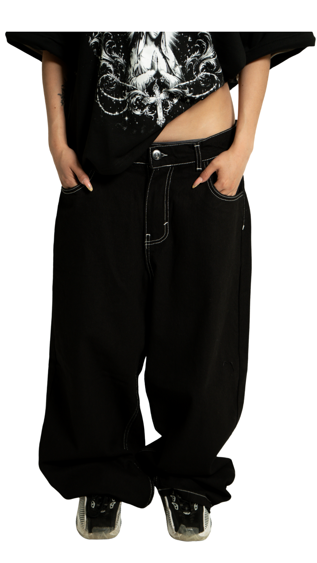 Super Baggy Negro Hilo Blanco