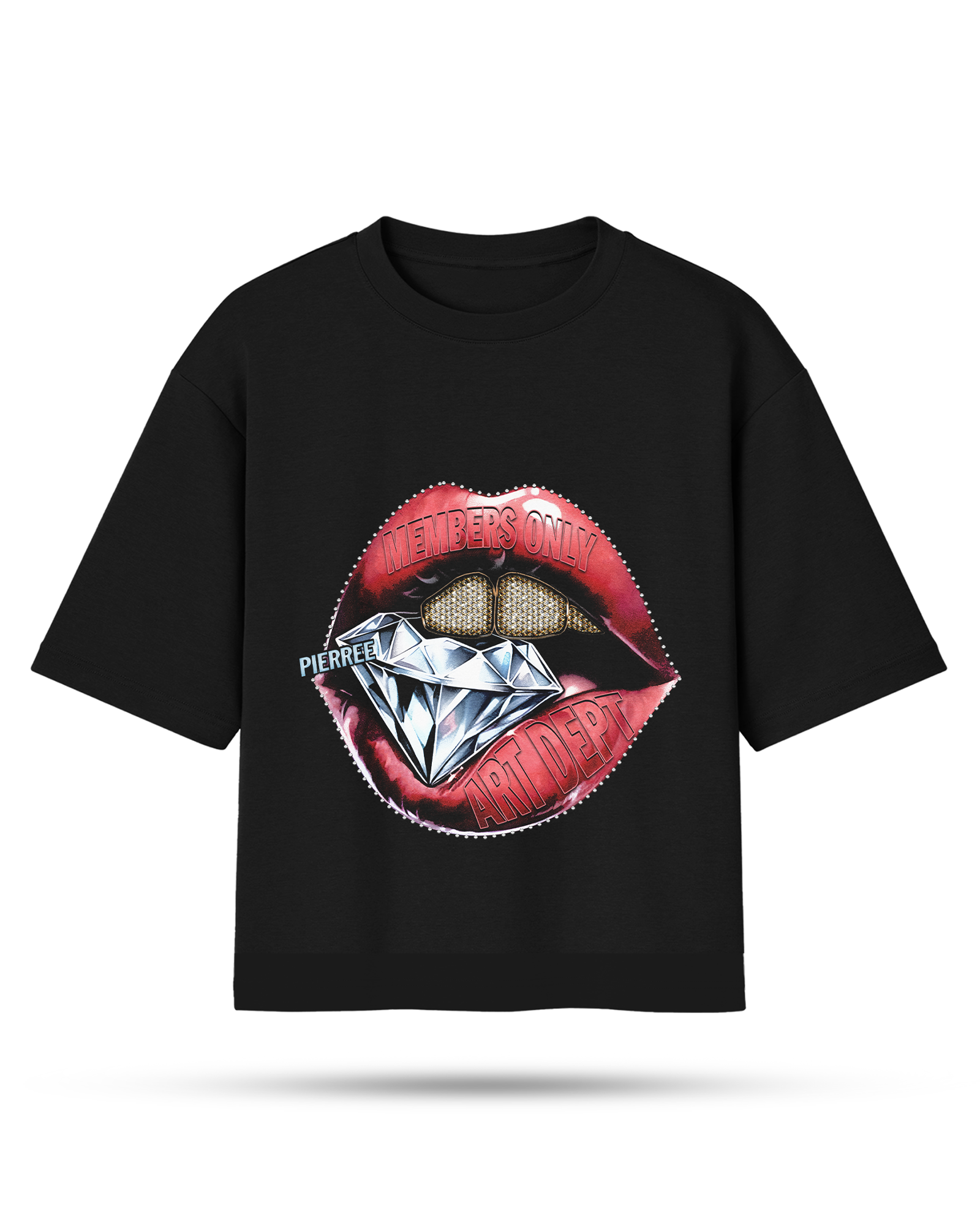Camiseta Grafica Negra Oversize "Black Kiss"