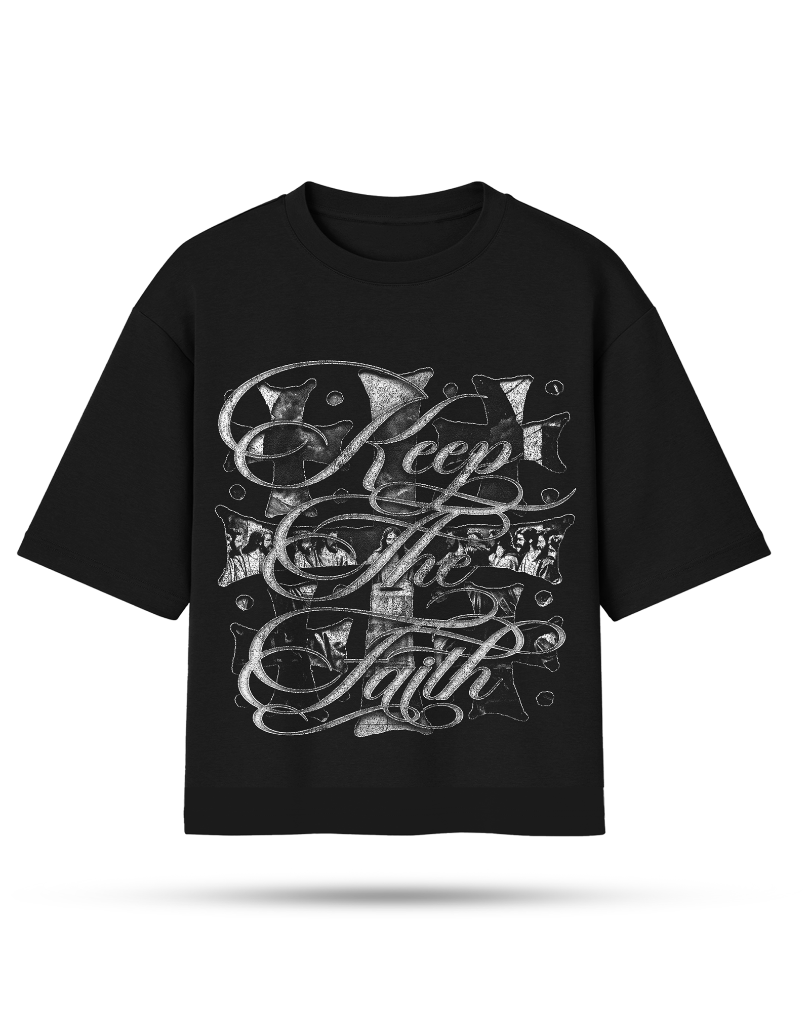 Camiseta Grafica Negra Oversize "Crosses"