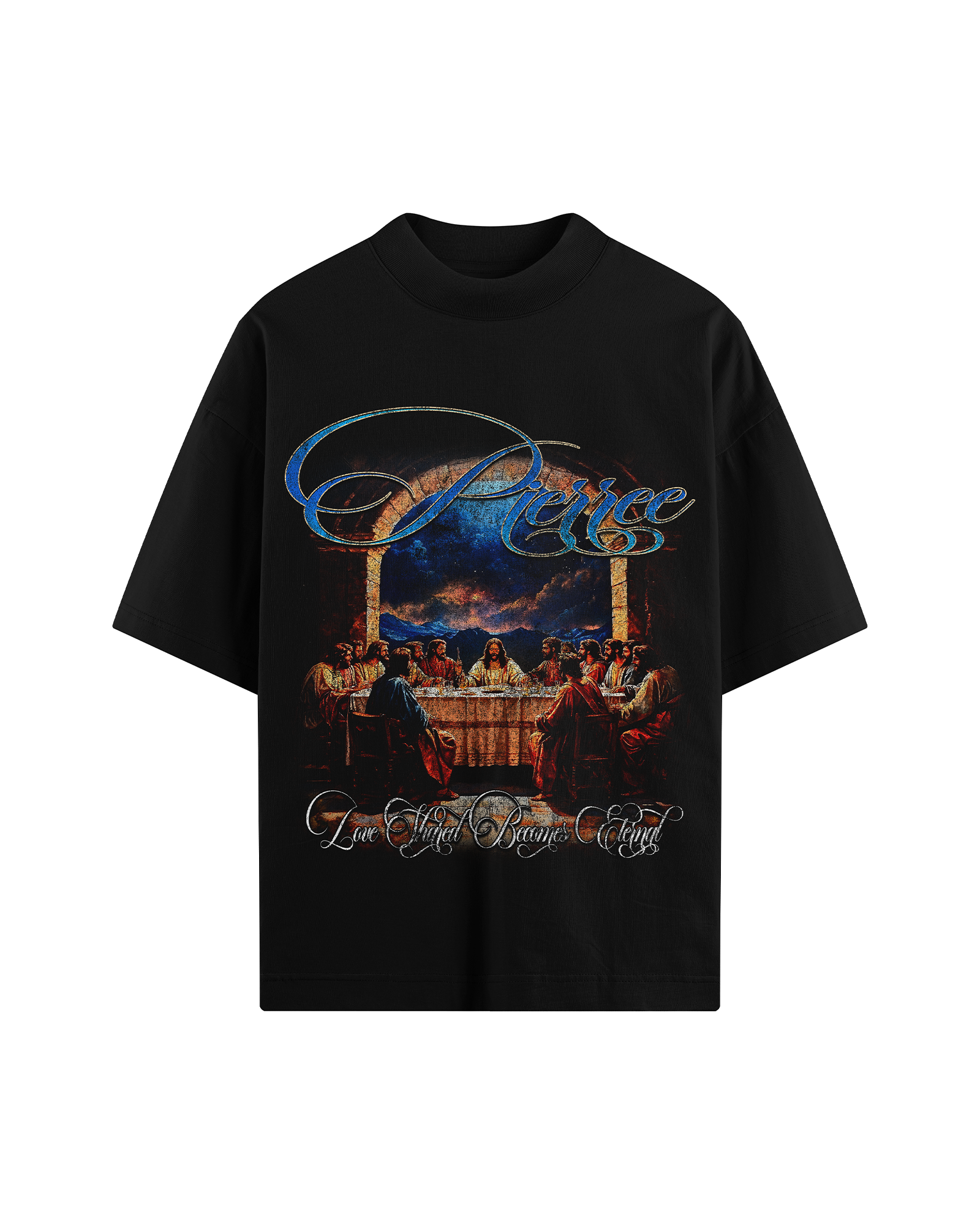 Camiseta Grafica Negra Oversize "Last Supper"