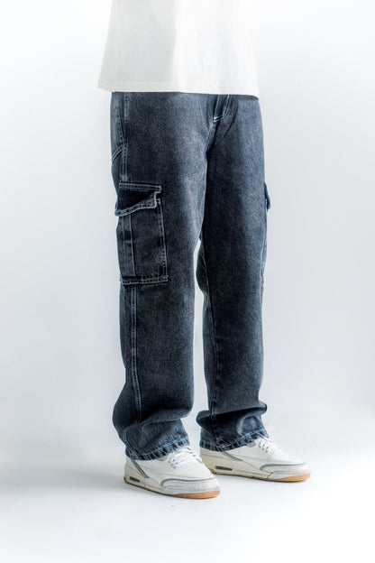 Pantalón Cargo Gris Acid Wash