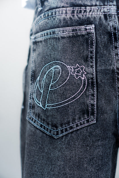 Pantalón Baggy Gris Acid Wash