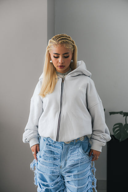 Hoodie Double Zip Gris