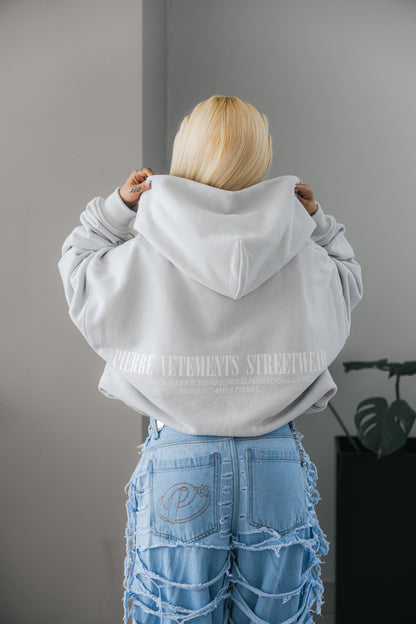 Hoodie Double Zip Gris
