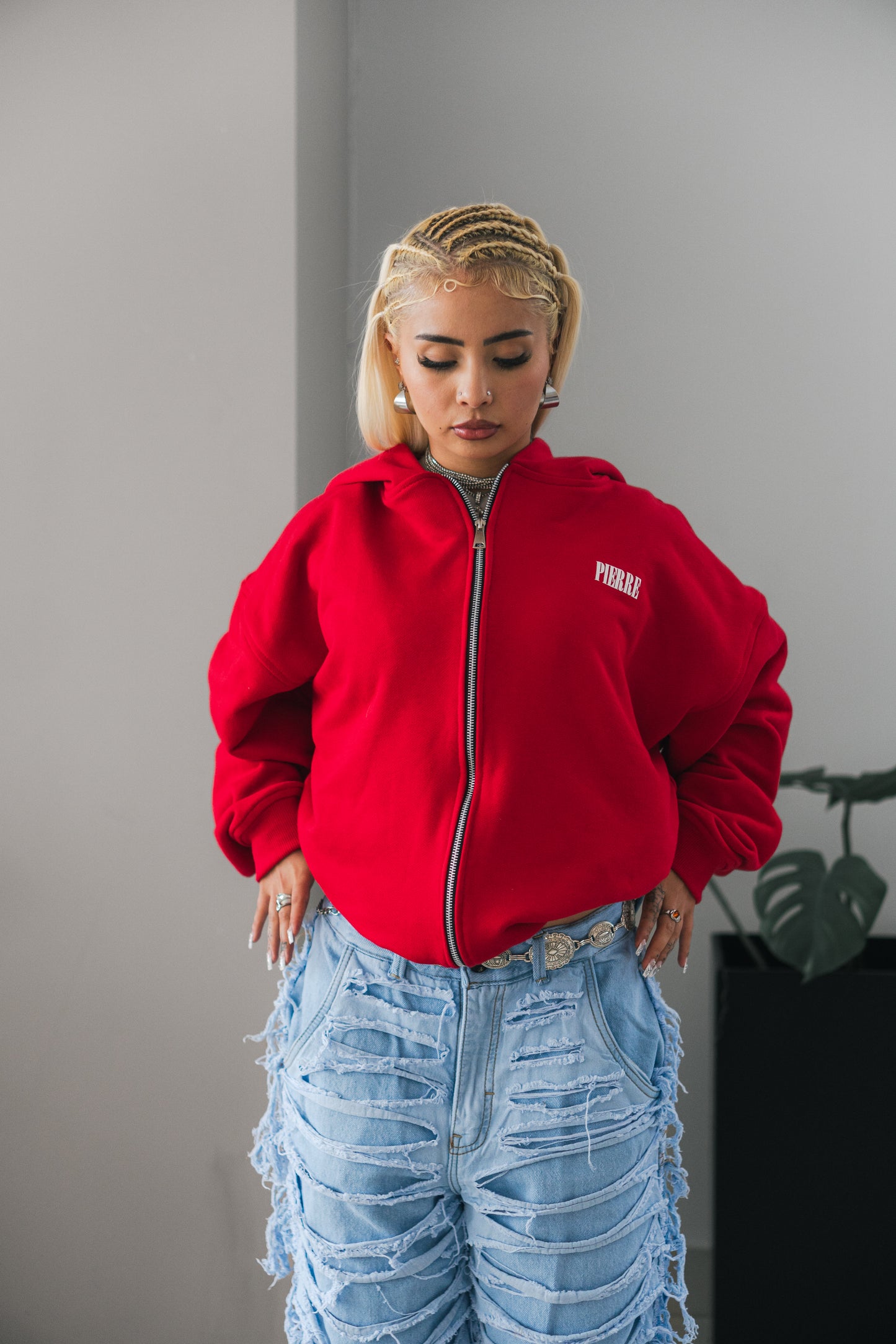 Hoodie Double Zip Rojo