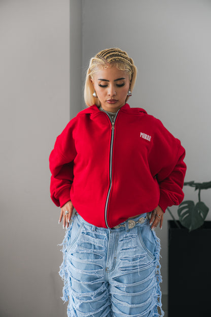 Hoodie Double Zip Rojo