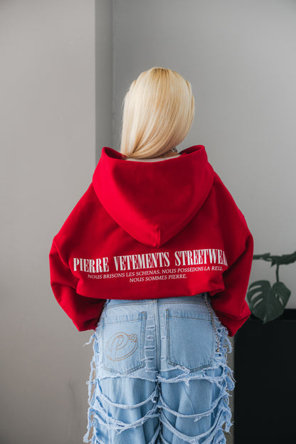 Hoodie Double Zip Rojo