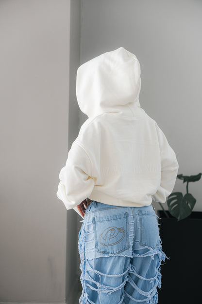 Hoodie Double Zip Marfil