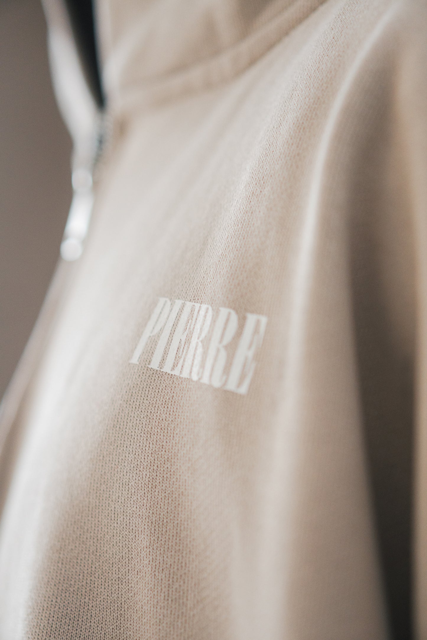 Hoodie Double Zip Beige