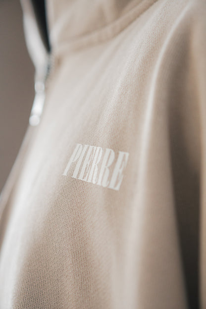 Hoodie Double Zip Beige