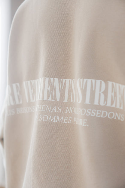 Hoodie Double Zip Beige