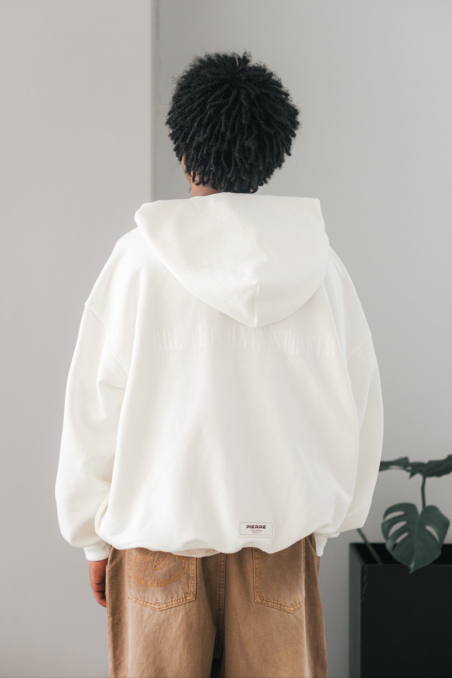 Hoodie Double Zip Marfil