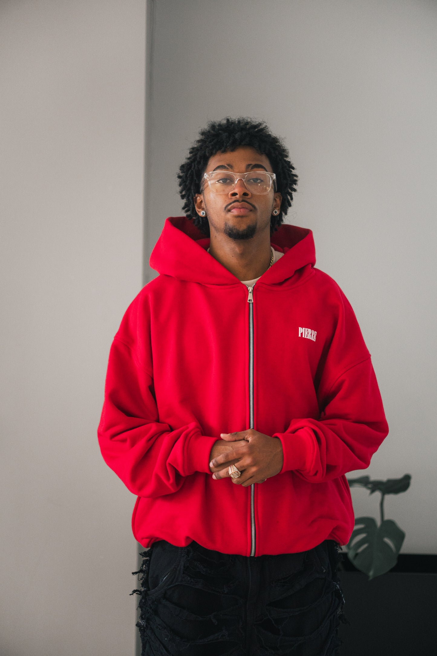 Hoodie Double Zip Rojo