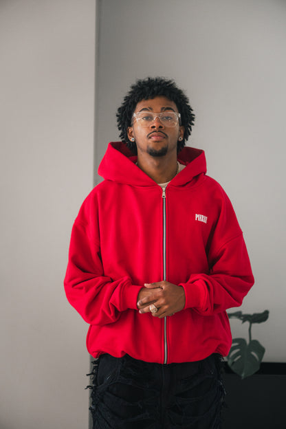 Hoodie Double Zip Rojo