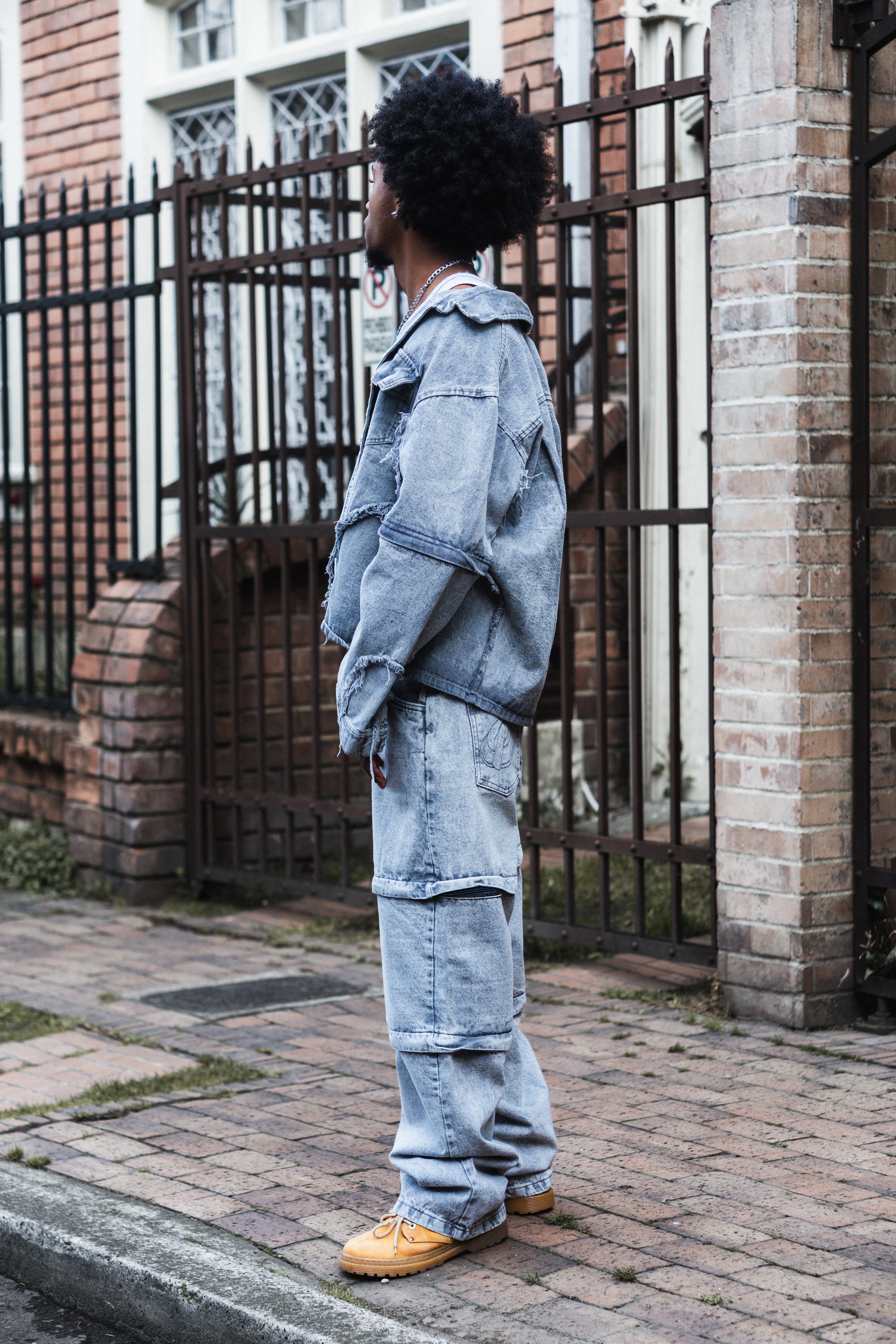 Pantalon Baggy Desmontable Gris Claro