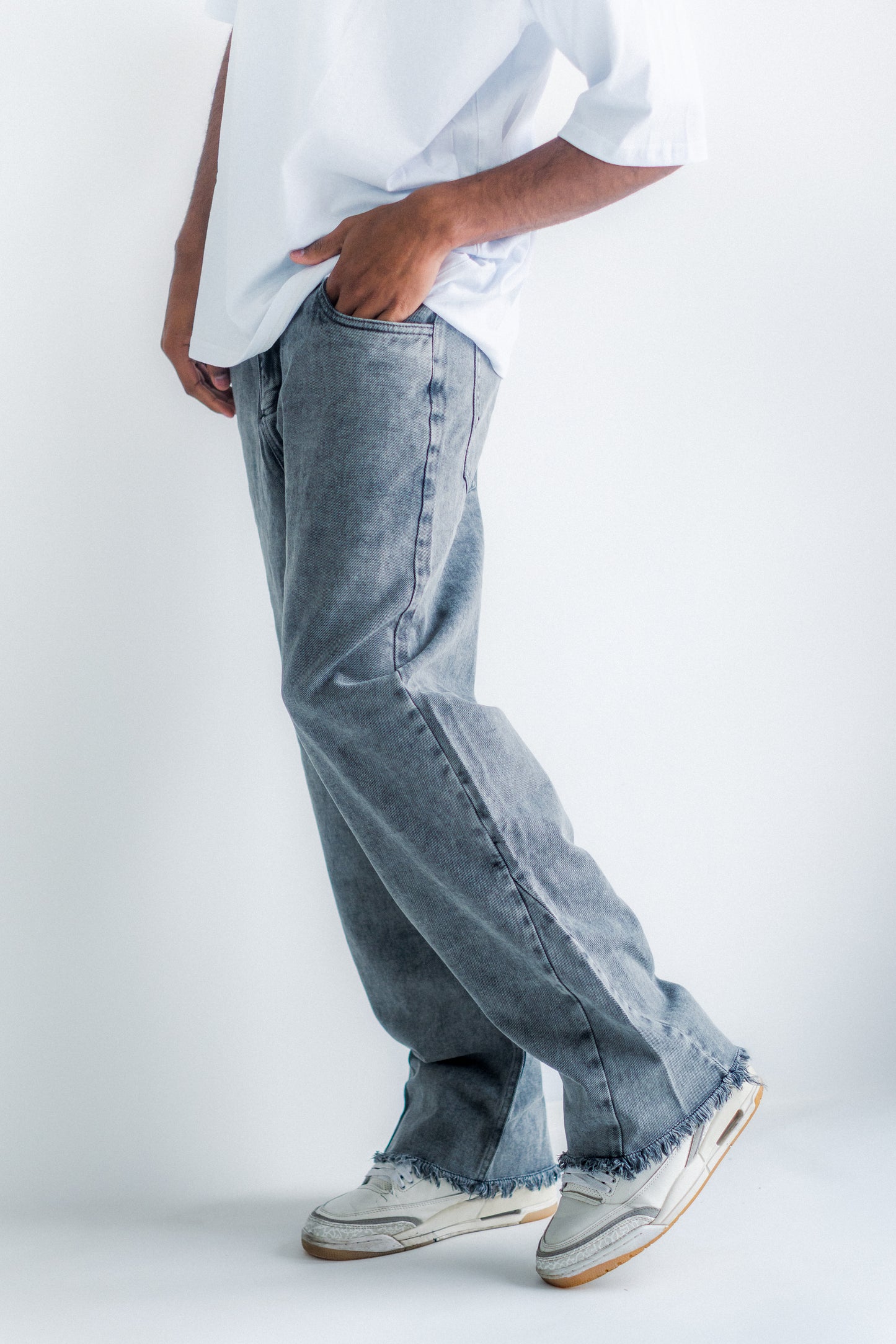 Pantalon Flare Gris Claro