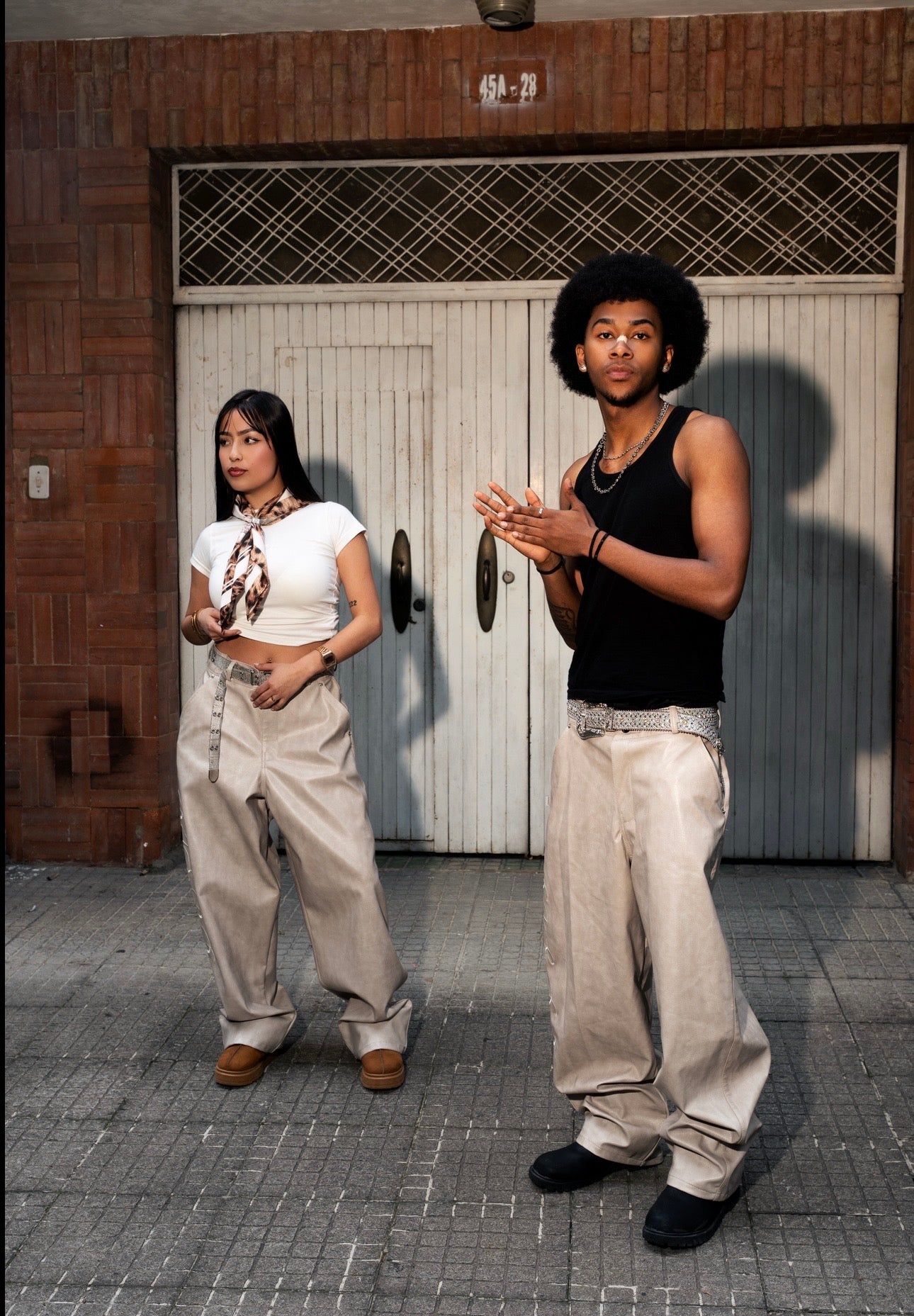 Pantalón Ballon Cuerina Beige