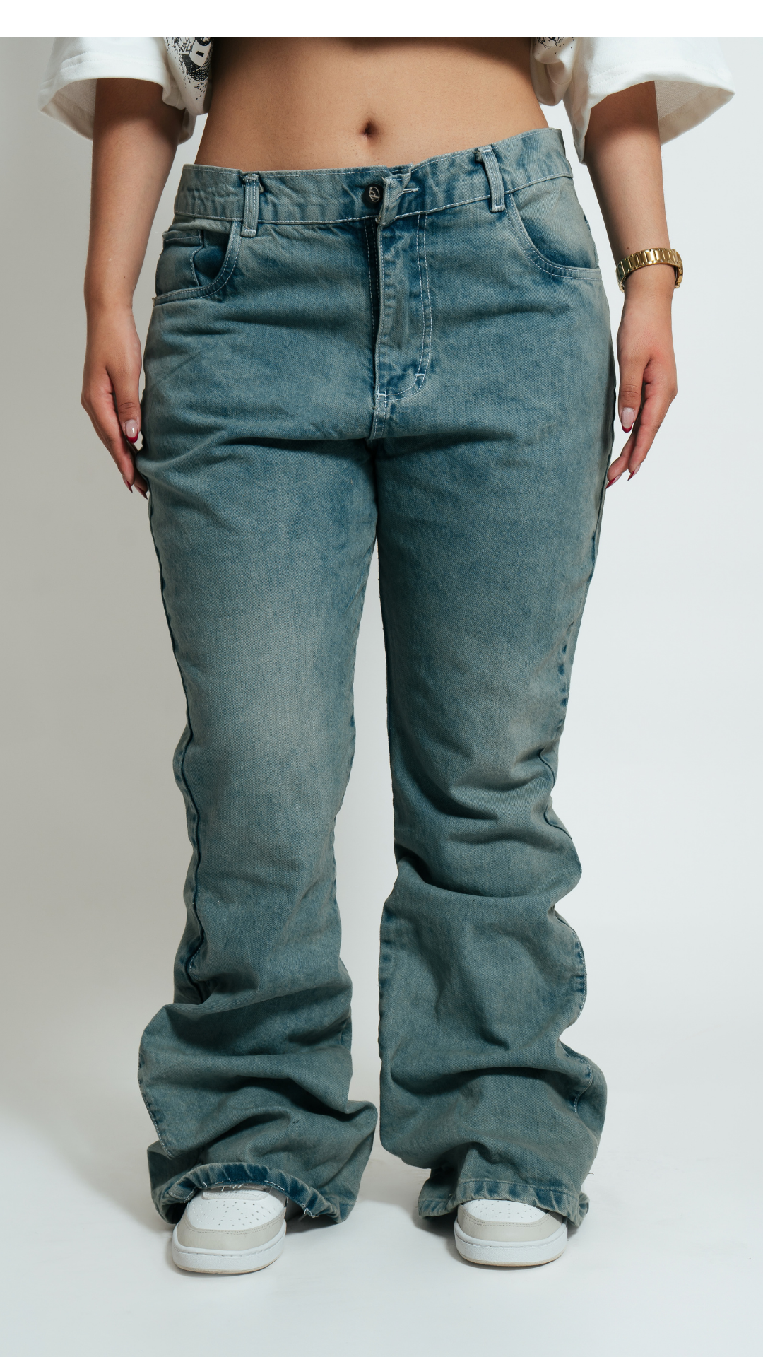 Pantalón Flared Azul Verde