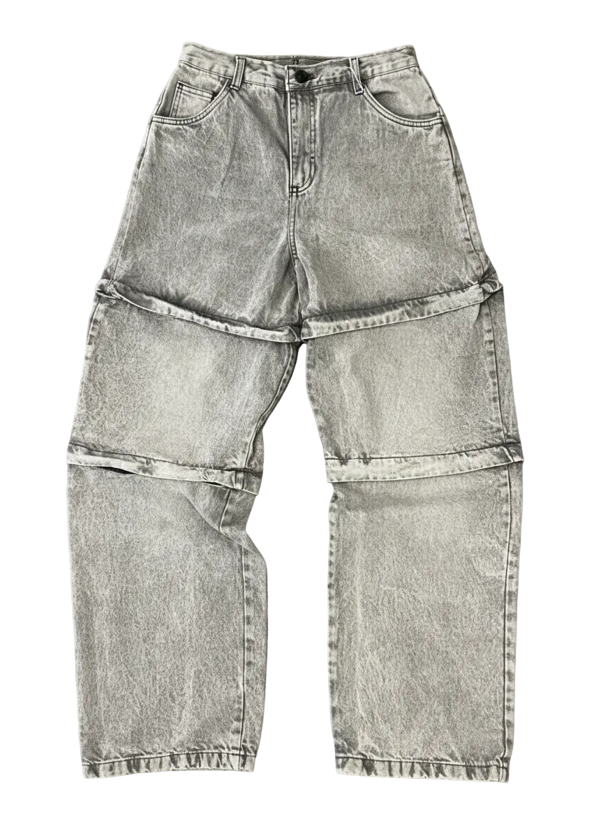 Pantalon Baggy Desmontable Gris Claro