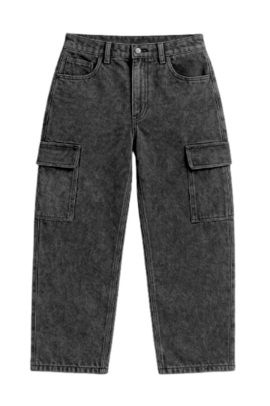 Pantalón Cargo Gris Acid Wash