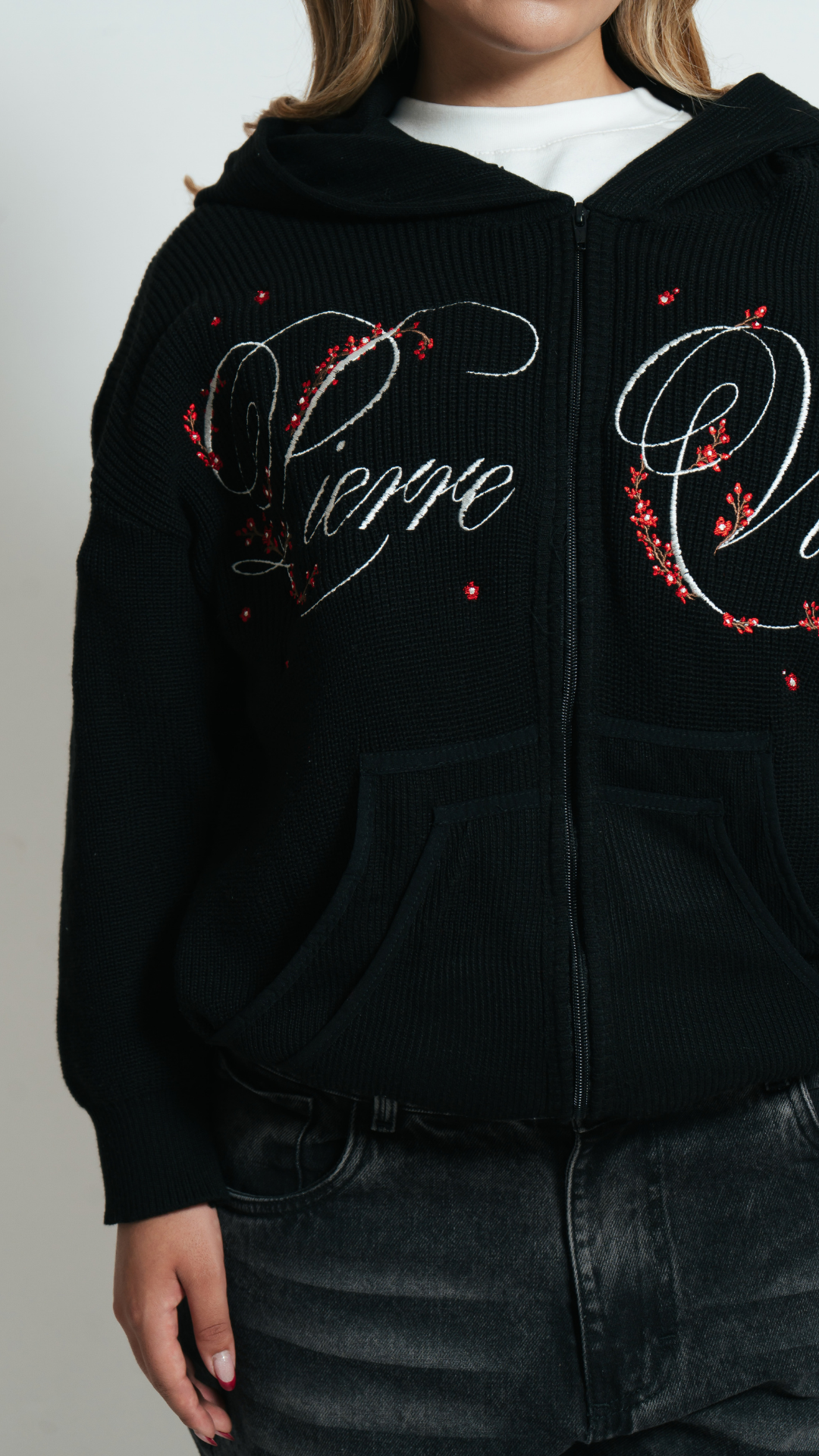 Hoodie Tejido Negro